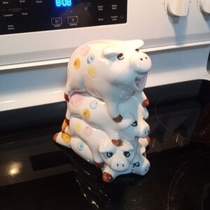 Vintage Ceramic Stacked Pigs Piggy Bank By BERCO